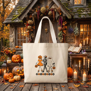 Söta Halloween-flickor Skelett Spökgurka Jumbo Tygkasse