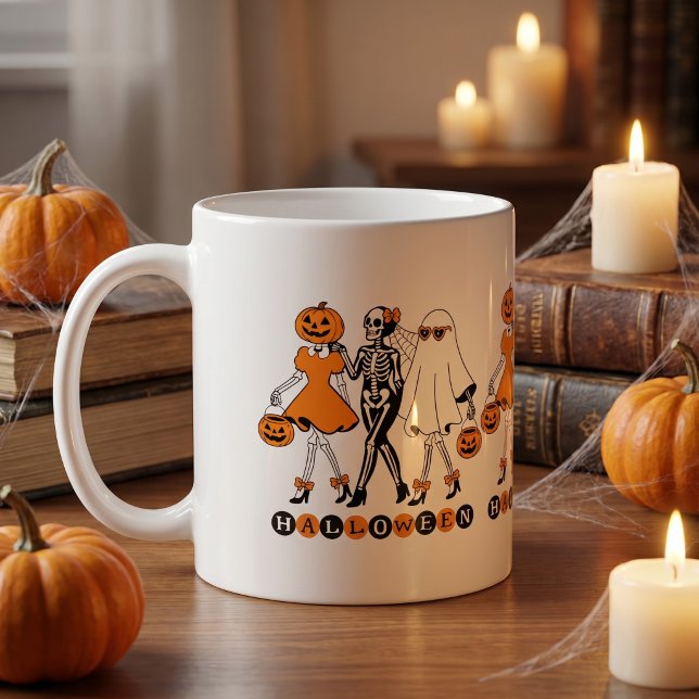 Söta Halloween-flickor Skelett Spökgurka Kaffemugg (Skapare uppladdad)