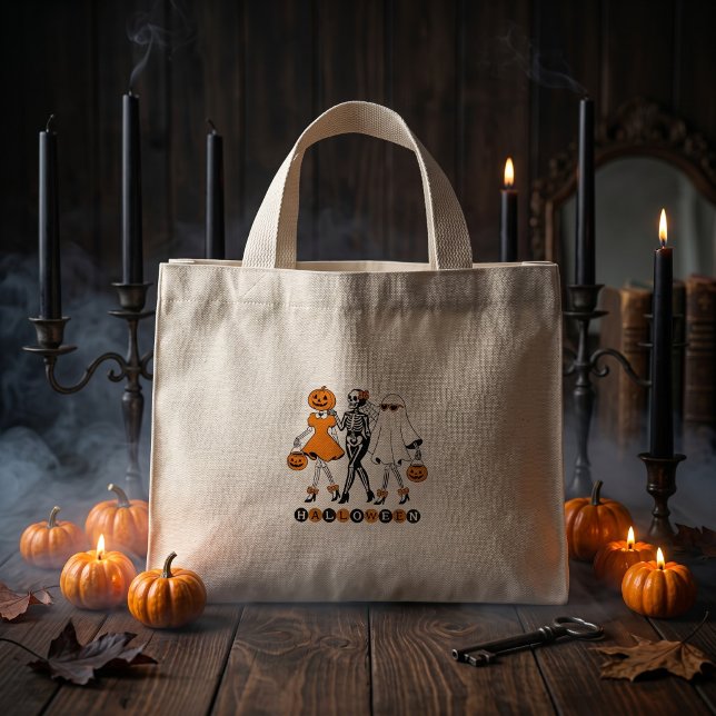 Söta Halloween-flickor Skelett Spökgurka Mini Tygkasse (Skapare uppladdad)