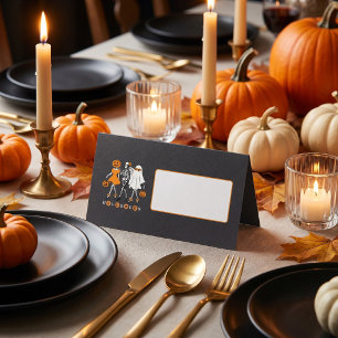 Söta Halloween-flickor Skelett Spökgurka Placeringskort