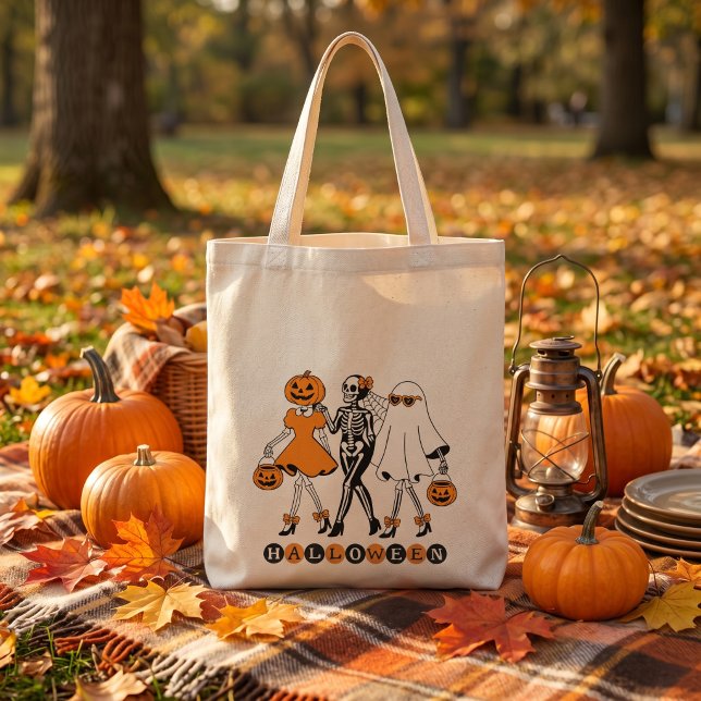Söta Halloween-flickor Skelett Spökgurka Tygkasse (Skapare uppladdad)
