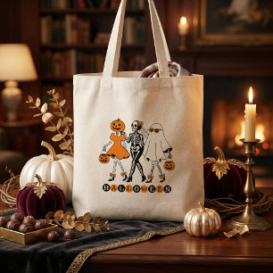 Söta Halloween-flickor Skelett Spökgurka Tygkasse