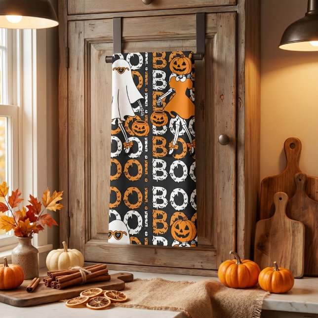 Söta Halloween-flickor Skelett Spökpumpa Kökshandduk (Skapare uppladdad)