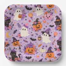 Söta Halloween fyrkantiga pappers tallrikar