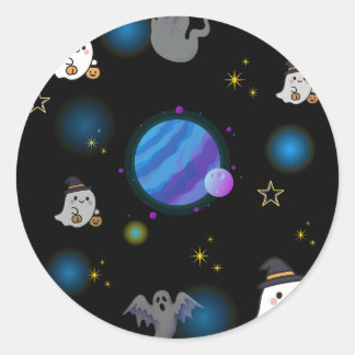 Söta Halloween-galax- och spöksticker Runt Klistermärke