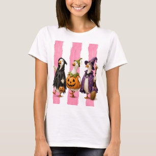 Söta Halloween-gäss randig rosa T Shirt