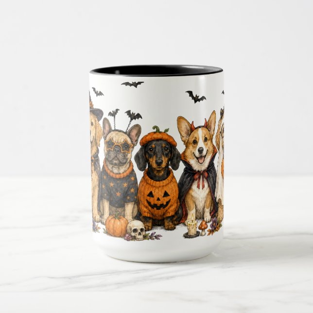 Söta Halloween-hundar Mugg (Center)