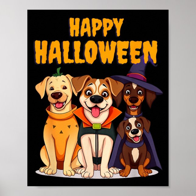 Söta Halloween Hundar Roliga - Unik Design Poster (Framsidan)