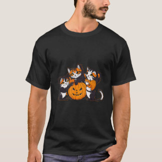 Söta Halloween-katter med en pumpa-te T Shirt