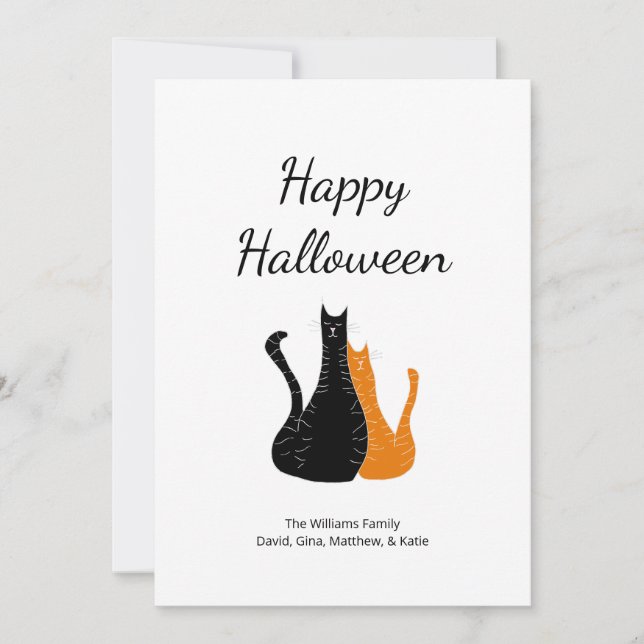 Söta Halloween-katter svarta orange  Julkort (Framsida)