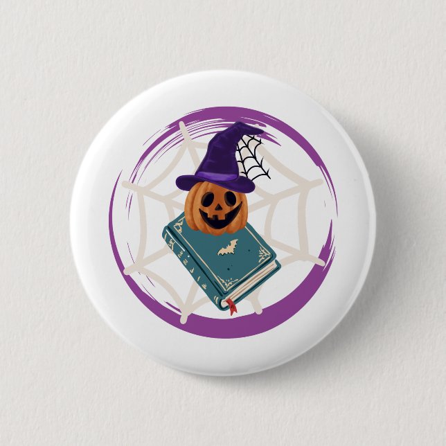 Söta Halloween-knappar & stift Spöken, Pumpa Knapp (Framsida)