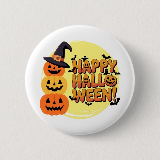 Söta Halloween-knappar & stift Spöken, Pumpa Knapp (Framsida)