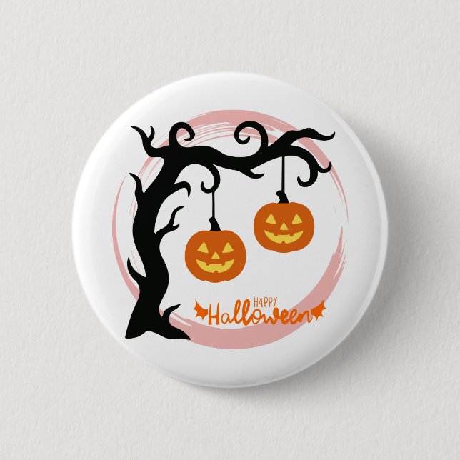 Söta Halloween-knappar & stift Spöken, Pumpa Knapp (Framsida)