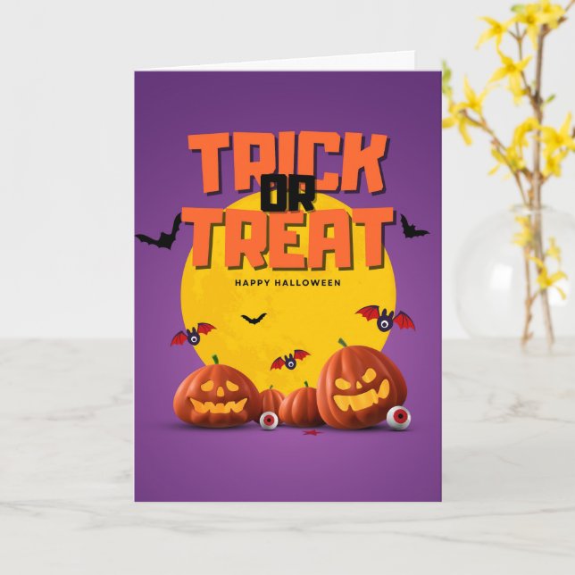 Söta Halloween-kort Spöken, Pumpa Kort (Gul blomma)