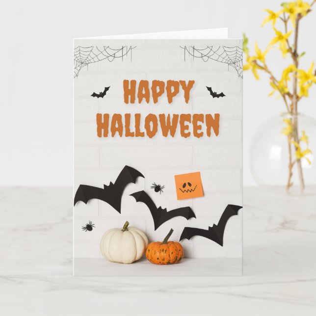 Söta Halloween-kort Spöken, Pumpa Kort (Gul blomma)