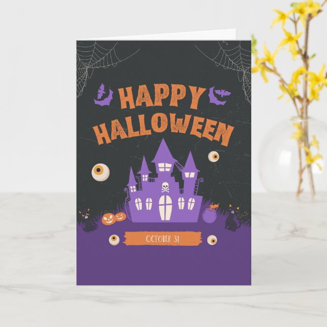Söta Halloween-kort Spöken, Pumpa Kort (Gul blomma)