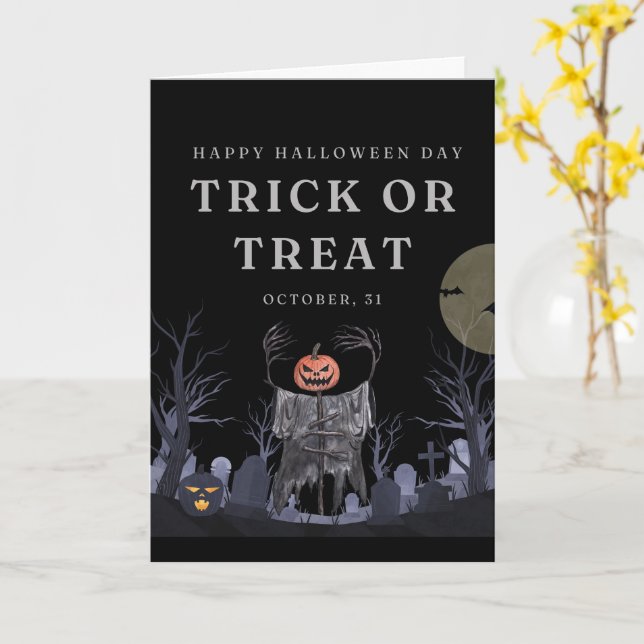 Söta Halloween-kort Spöken, Pumpa Kort (Gul blomma)