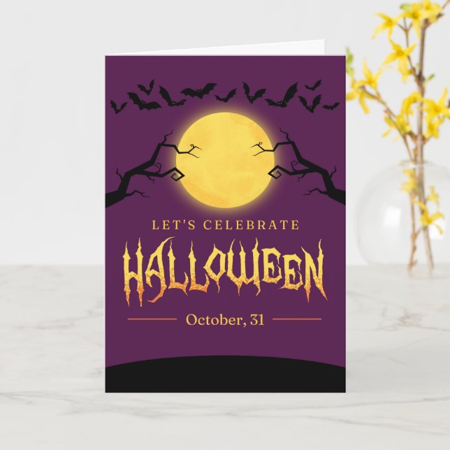 Söta Halloween-kort Spöken, Pumpa Kort (Gul blomma)