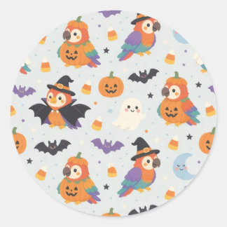 Söta Halloween-kostym Papegojor Rund Klistermärke