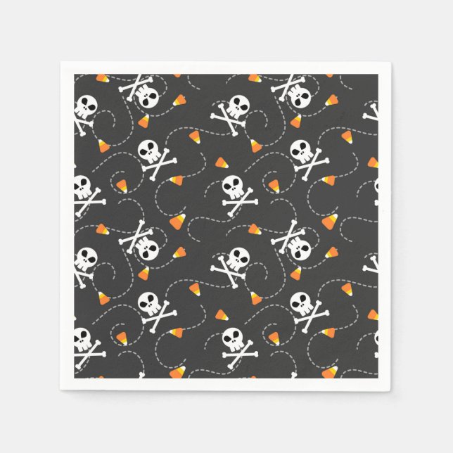 Söta Halloween-kranier och sockerdrickskorn Pappersservett (Framsidan)