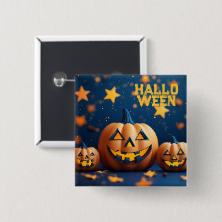 Söta Halloween-leende pumpor Knapp