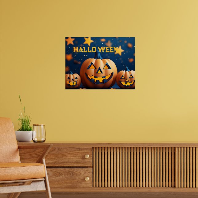 Söta Halloween-leende pumpor Poster (Vardagsrum 2)