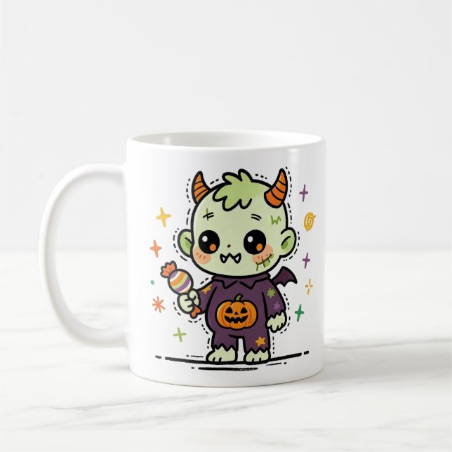 Söta Halloween-monsterbarn Kaffemugg (Vänster)