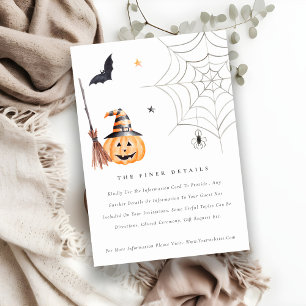 Söta Halloween-pumpa Spindelväv Bröllopsdetaljer Tilläggskort