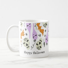 Söta Halloween-ritningar Pumpa Skalle Fladdermus Kaffemugg