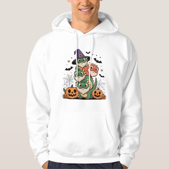 Söta Halloween Skäggagamer Staplar Hoodie (Framsida)