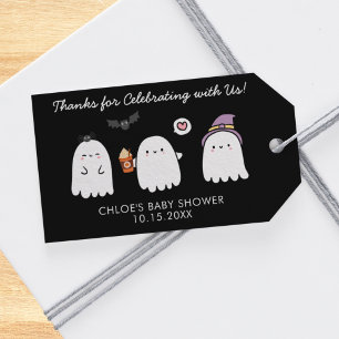 Söta Halloween-spöken Baby Shower Tack Presentetikett