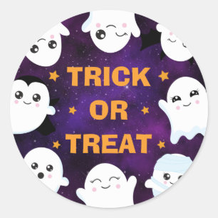 Söta Halloween-spöken bus eller godis Runt Klistermärke