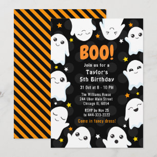 Söta Halloween-spöken Födelsedagsfest Inbjudningar