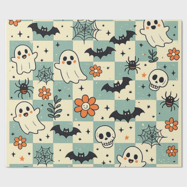 Söta Halloween-spöken Inpackningspapper Presentpapper (Platt)