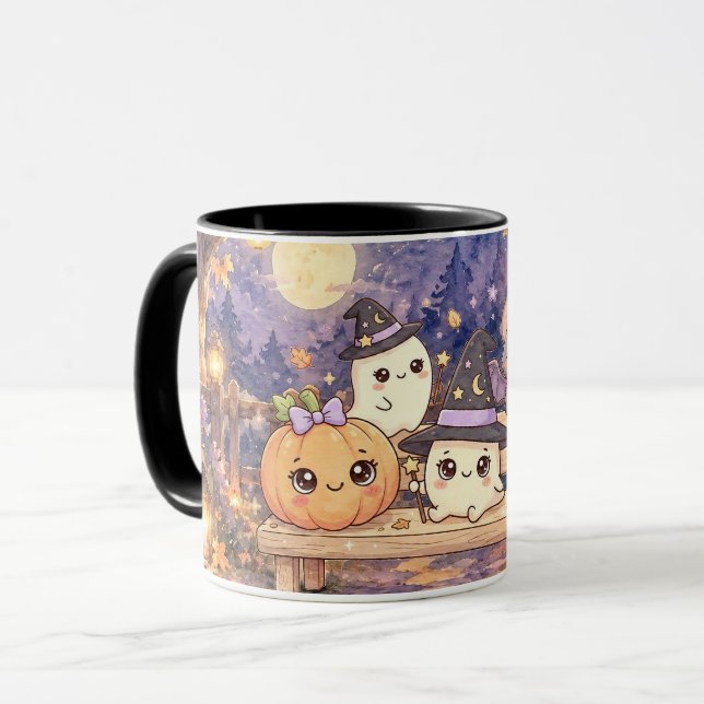 Söta Halloween-spöken och pumpamugg Mugg (Framsida vänster)