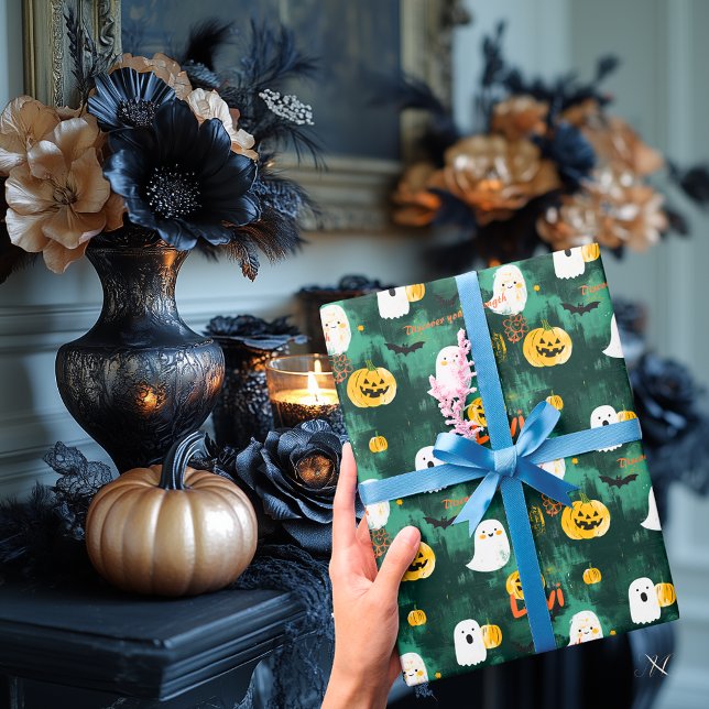 Söta Halloween-spöken och pumpor Presentpapper (Skapare uppladdad)