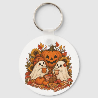 Söta Halloween-spöken Pumpa Höst Picknick Kuslig Nyckelring