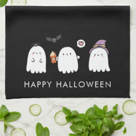 Söta Halloween-spöken Svarta Kökshandduk