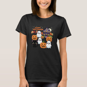 Söta Halloween-spökhus spöken, pumpor, Bla T Shirt
