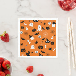 Söta Halloween spökliga spöken Orange sömlöst möns Pappersservett