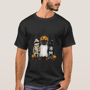 Söta Halloween svarta katter i Mummie Ghost & Skel T Shirt