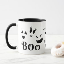 Söta Halloween Svarta och Vita BOO Spökansikten