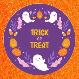Söta Halloweengubbar Pumpa Halloween Runt Klistermärke