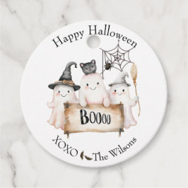 Söta Halloweenpresenttaggar med häxhatt, pumpor Gåvor Etiketter