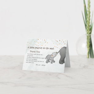 Söta Handritade Elefant Lilla Jordnöt Tack Kort