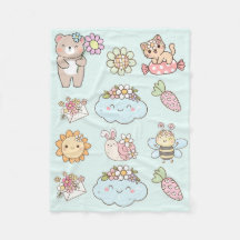 Söta handritade illustrationer Barnkammardekor Blå