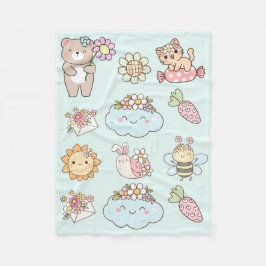 Söta handritade illustrationer Barnkammardekor Blå Fleecefilt