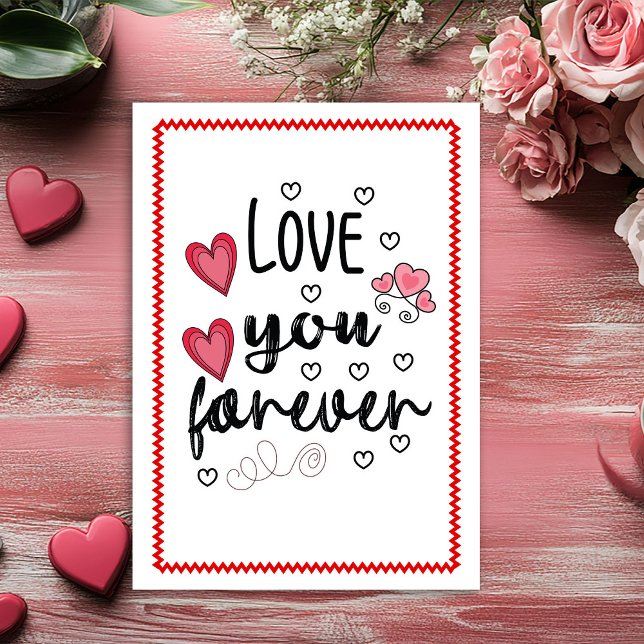 Söta handritade valentinaskort för henne skiss   julkort (Cute Hand Drawing Valentine Card for Her Sketch Style)