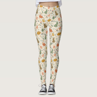 Söta Handritade Vårharar Leggings