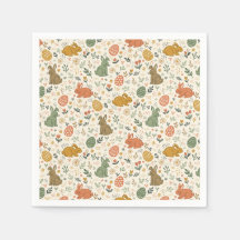 Söta Handritade Vårkanin Servetter